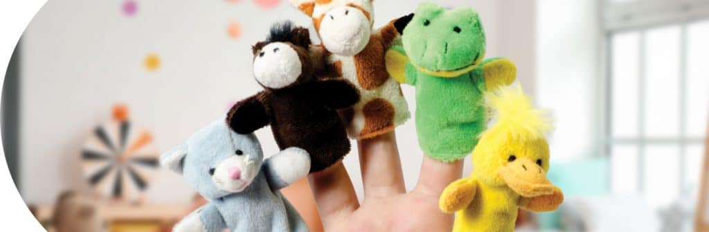 Plush - Finger Puppets: Cat, Horse, Giraffe, Frog, Duck