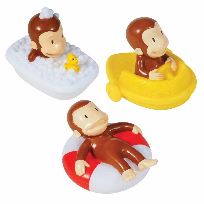 Curious George Bath Squirters Group: Curious George in Tub, Curious George in Boat, Curious George in Innertube