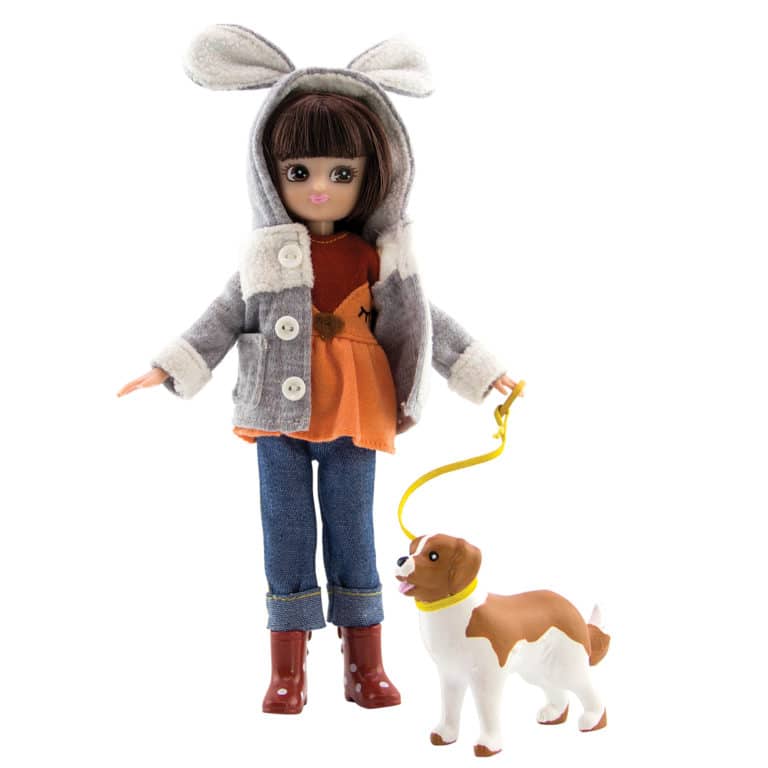 Walk In The Park – Lottie with rabbit ears coat and dog on leash