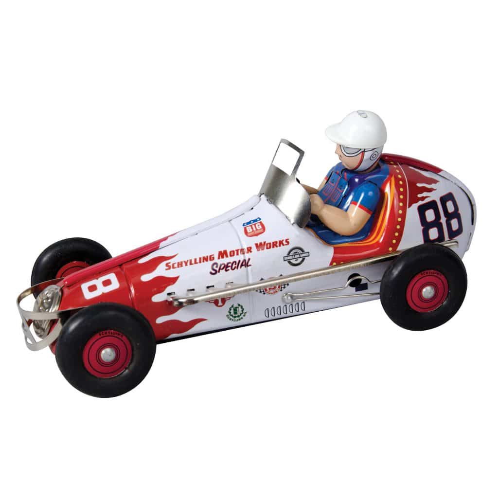 SCHYLLING COLLECTOR'S SERIES SPEEDWAY AUTO RACER WIND UP TIN TOY MIB