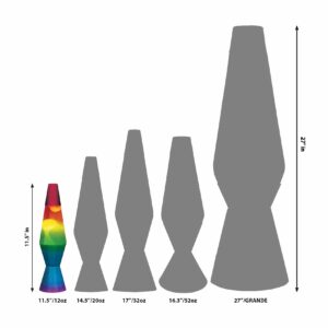11.5” LAVA® Lamp Rainbow – White/Tricolor Size Comparison
