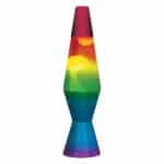 11.5” LAVA® Lamp Rainbow – white wax, clear liquid, tricolor globe, rainbow base and cap