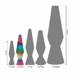 14.5” LAVA® Lamp Colormax Rainbow – White/Tricolor Size Comparison