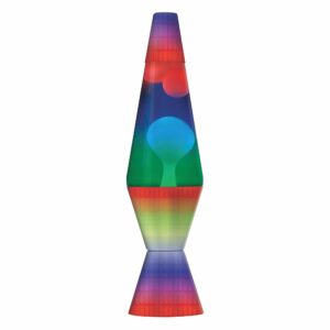14.5” LAVA® Lamp Colormax Rainbow – white wax, clear liquid, tricolor globe, rainbow base and cap