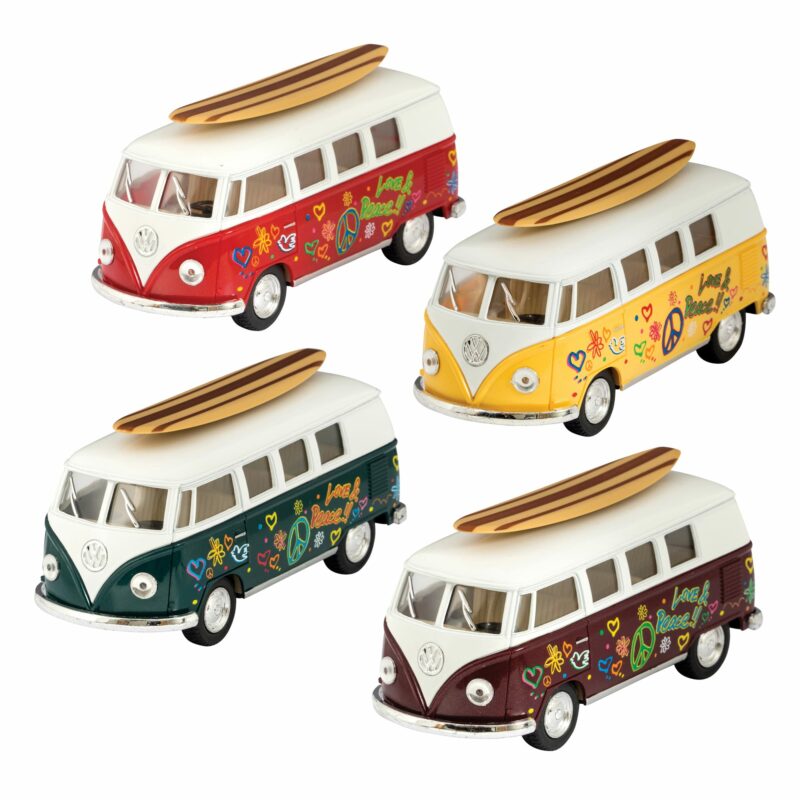 Diecast 1962 VW Bus with Surfboard