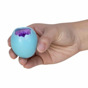 Squeezy Egg Popper toy in hand, unicorn hiding inside