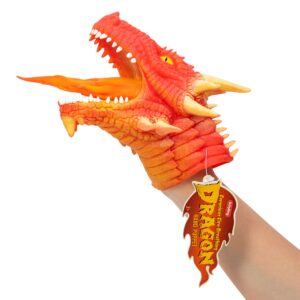Dragon Hand Puppet with hang tag on Hand - Red
