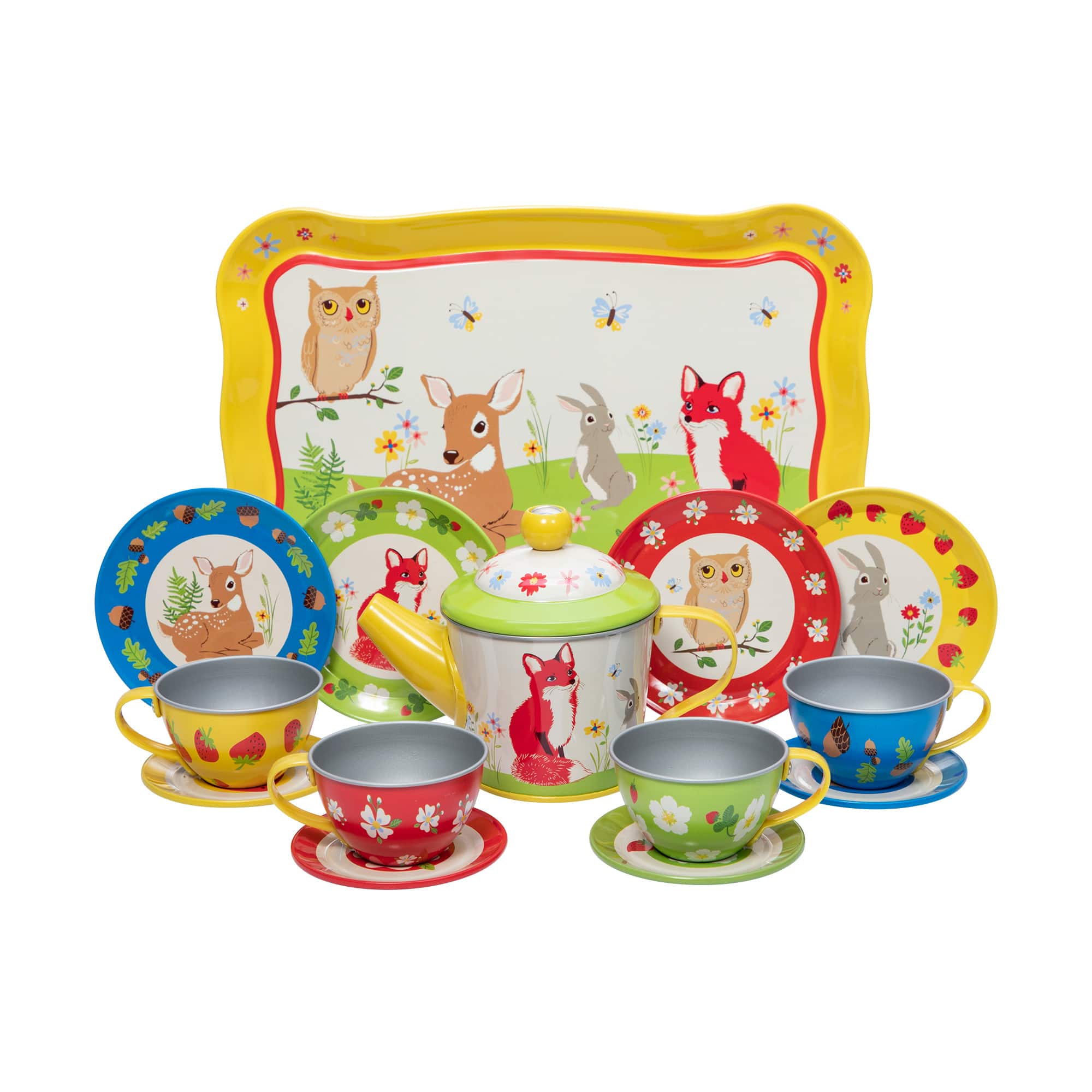 FOREST FRIENDS TEA TIME SET FFTTS TOYS DISHES CUPS KIDS ANIMALS FOX RABBIT OWL 