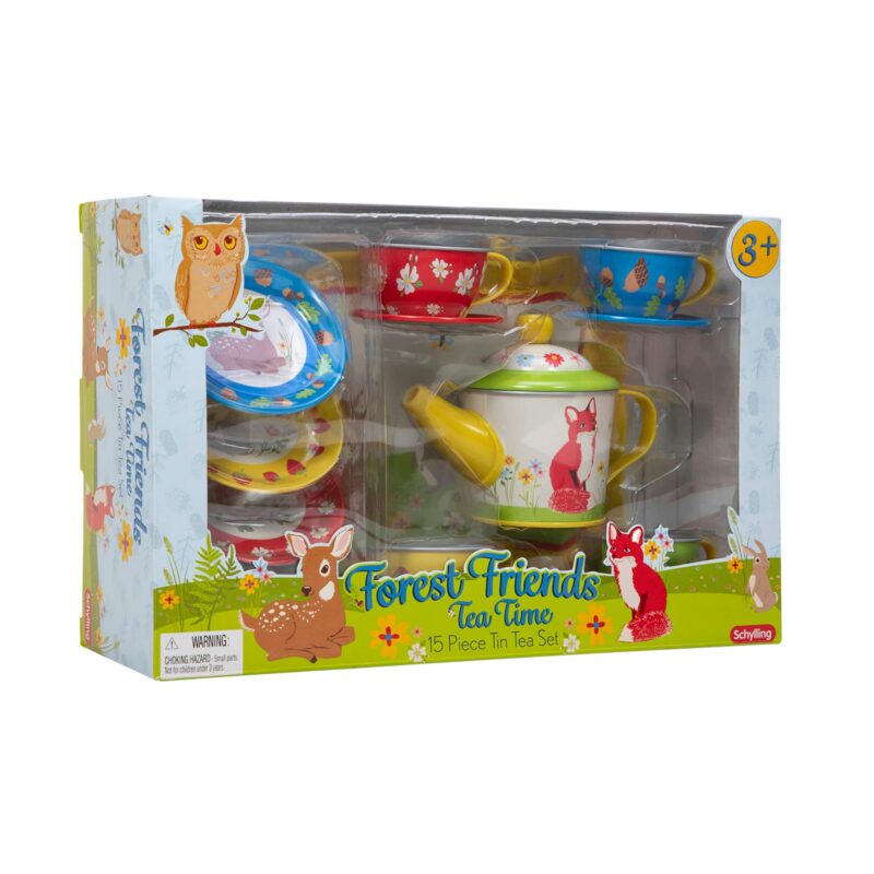 Forest Friends Tin Tea Set Toys Preschool Pretend Kitchen Play #FFTTS 