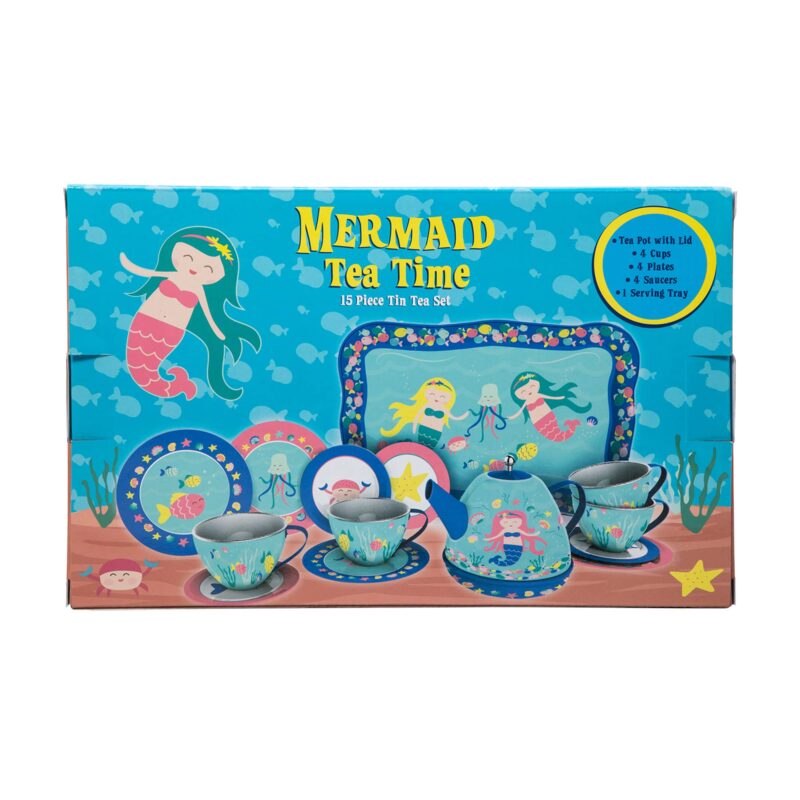 mermaid tin tea set