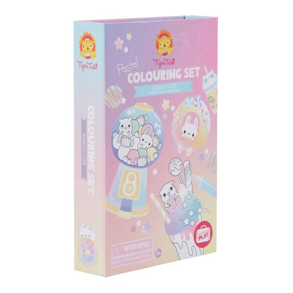 Tiger tribe coloring set kawaii café in package side view