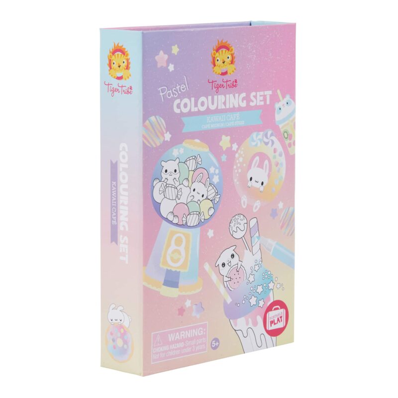 Tiger tribe coloring set kawaii café in package side view