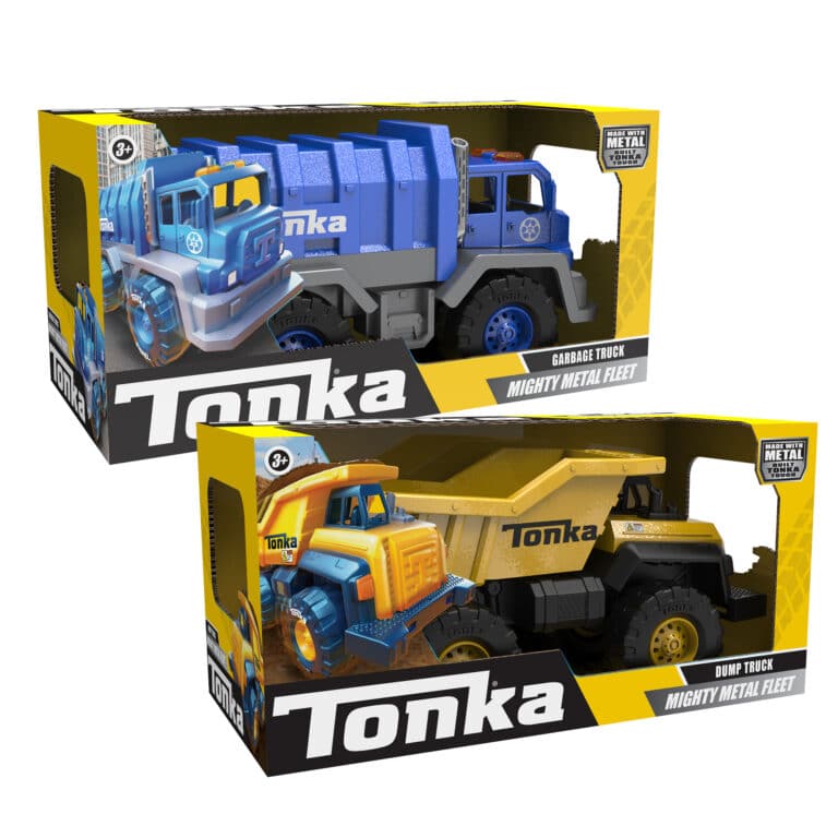 Tonka Might Metals Fleet trucks in a box