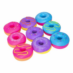 NeeDoh Dohnuts Group - Pink, purple, blue frosted with sugar, sprinkles, and icing