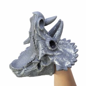 Dino Skull Hand Puppet - Triceratops Left on Hand Open Extreme