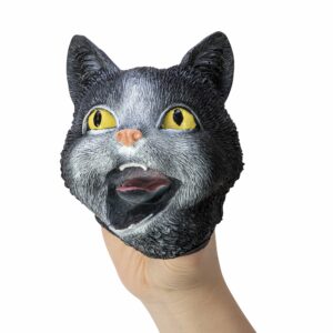 Cat Hand Puppet - Black Front Up on Hand