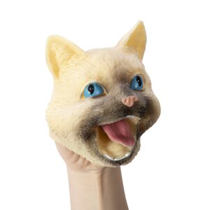 Cat Hand Puppet - Tan Angle Right on Hand