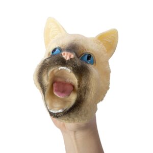 Cat Hand Puppet - Tan Angle Left on Hand