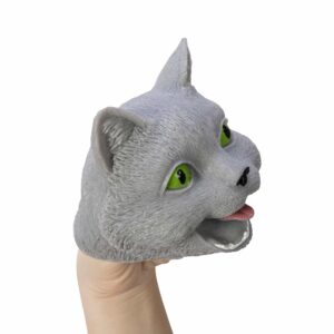 Cat Hand Puppet - Grey Right on Hand