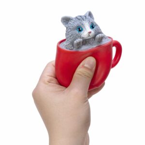 Pop-A-Chino Kitties - Squeeze Grey Cat in Red Cup