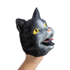 Cat Hand Puppet - Black Angle Right Up on Hand