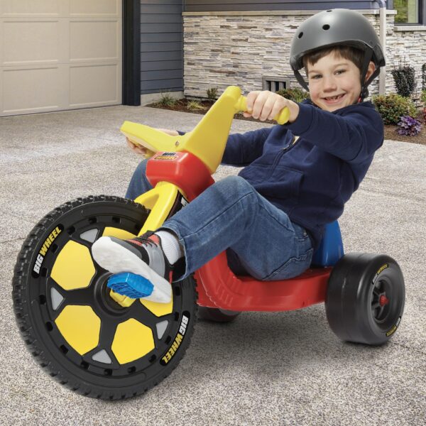 Speedster Boy with helmet on 16 inch Speedster Big Wheel