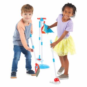 Nice and Tidy Clean Up Kit Lifestyle Image of boy with broom and girl with mop and sponge