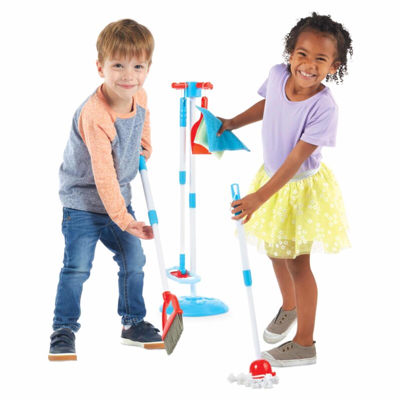 Kids Cleaning Set, Toddler Role Play Toys for Girls and Boys Age 3+,  Include Broom Mop Duster Dustpan Brushes Rag and Organizing Stand, Play  House