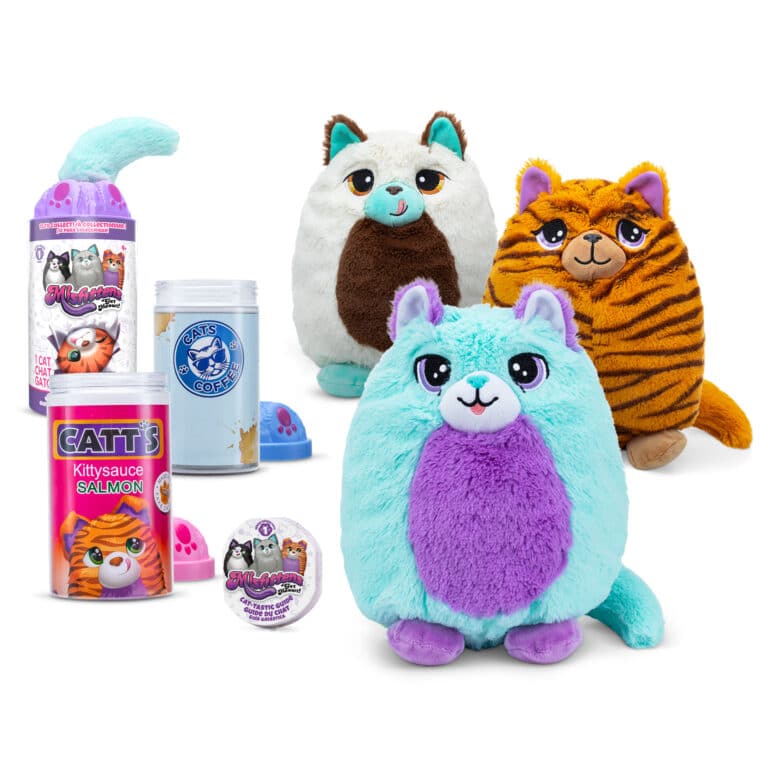Misfittens Plush Cat Group with tube packaging