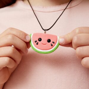 Tiger Tribe Clay Craft Sweeties Necklaces - Lifestyle shot of Watermelon Necklace