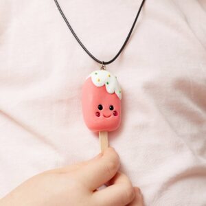 Tiger Tribe Clay Craft Sweeties Necklaces - Lifestyle shot of Ice Pop Necklace
