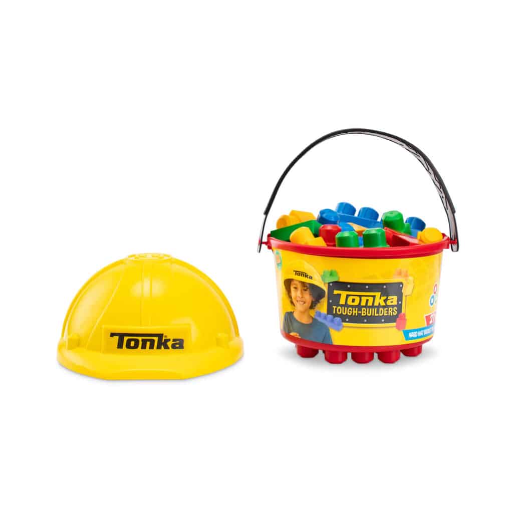 Tonka Tough Builders Hard Hat & Large Size Building Block and Bucket