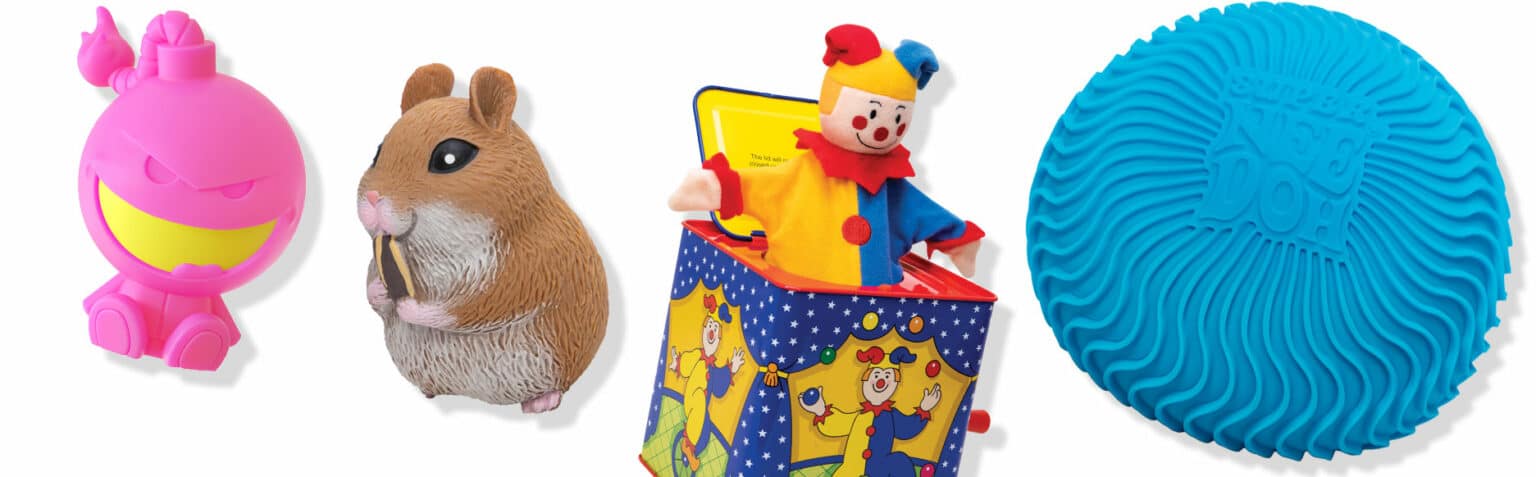 Schylling Toys - NeeDoh Dohjees - Chonky Cheeks Hamster - Jester Jack in the Box - NeeDoh Ripples