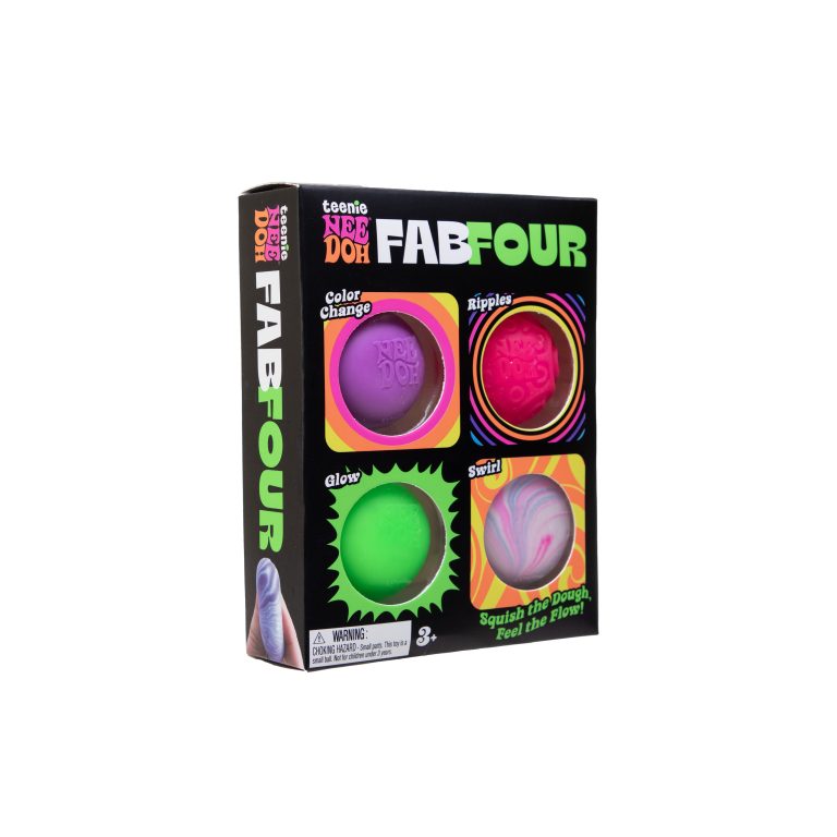 Teenie NeeDoh Fab Four 4 pack with color change, ripples, glow and swirl squish balls